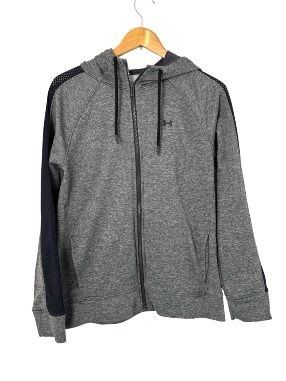 Under Armour Fitted Full Zip Hoodie Gray Black Size M Gray Black Gym Workout